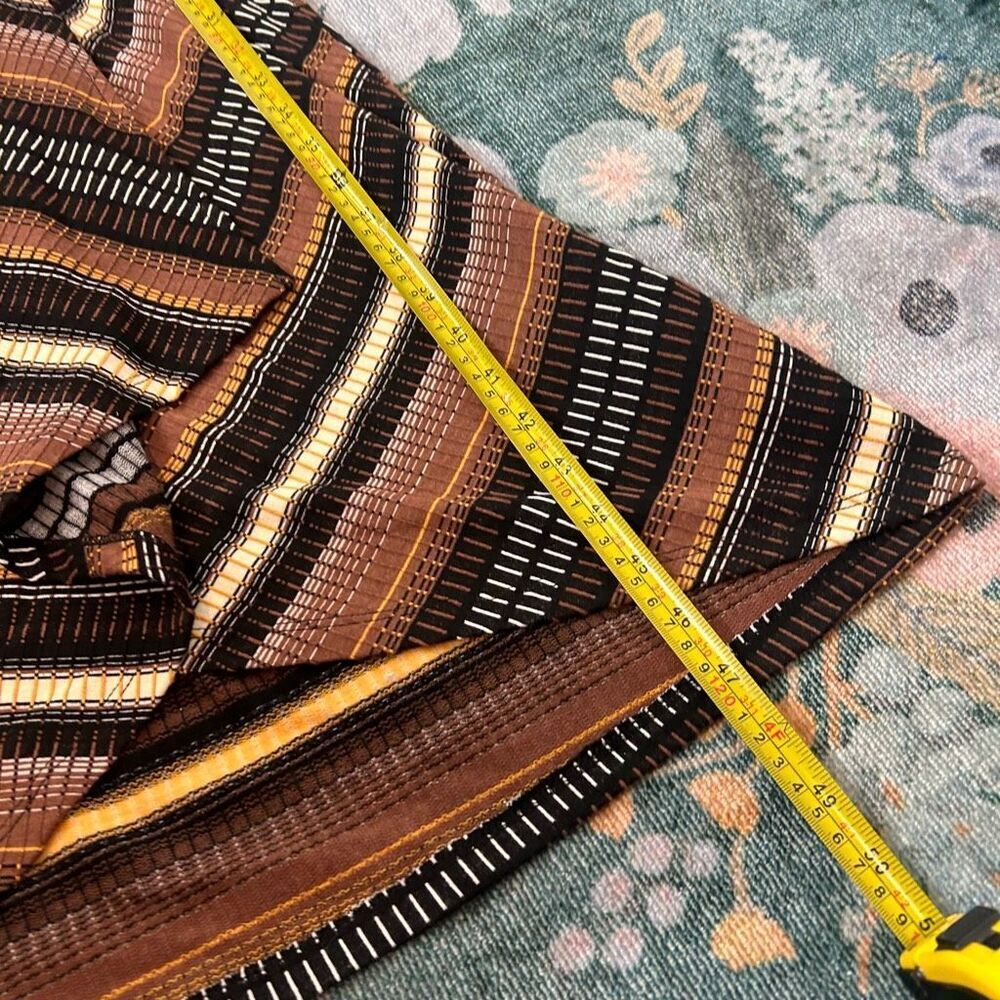 Anthropologie Maeve Midi Dress NWT Striped Wrap Knit Retro Brown XSP Zig Zag XS - Picture 13 of 15